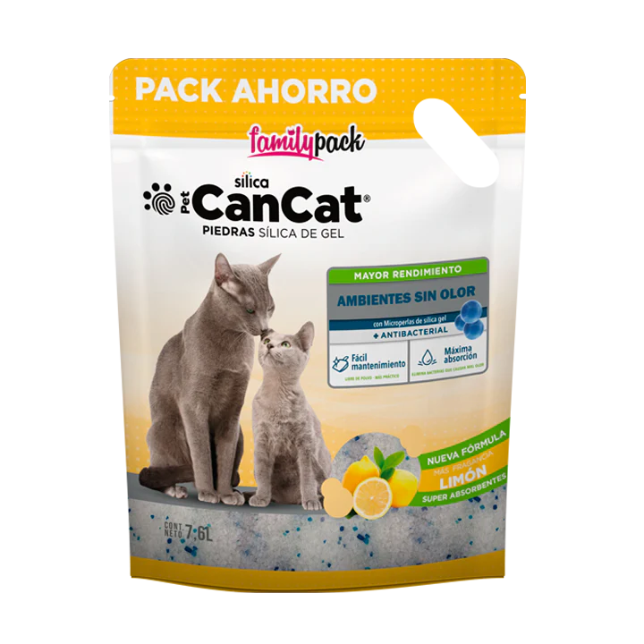 Piedras Sanitarias Gato CanCat Silica Gel Family Pack Limón 7,6lt